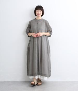 コットンクレープドルマンチュニック(チャコール-F)