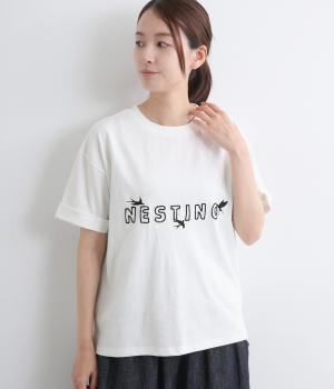 天竺チェーンステッチ刺繍TEE(オフホワイト-F)