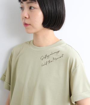 汗ジミ防止天竺　刺繍TEE(ミント-F)