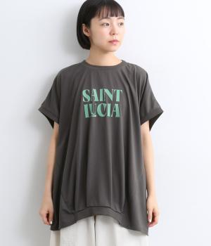 汗ジミ防止天竺　ドルマンチュニック(チャコール-F)