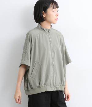 メッシュスタンドネックシャツ(カーキ-F)