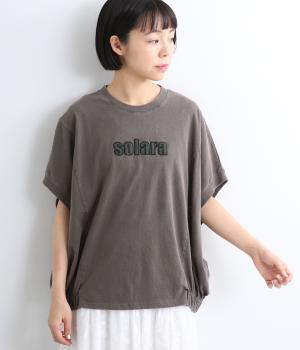 天竺パウダー加工デニムロゴ刺繍T(チャコール-F)