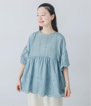 スカラップレースペプラムブラウス