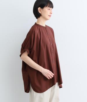 レーヨン刺繍フレンチブラウス(ブラウン-F)