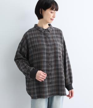 ワッフルチェックBIGシャツ(チャコール-F)