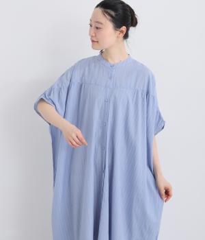 ストライプドビーワンピース(スモークブルー-F)