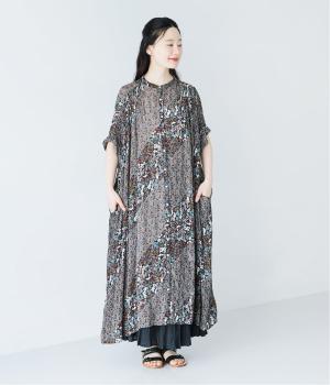 レーヨンプリントピンタック花柄ワンピース