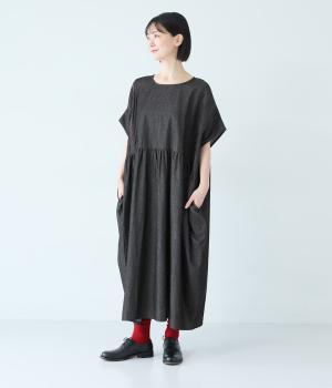【8月下旬発売予定】ピンタックレースデニムワンピース(ブラック-F)