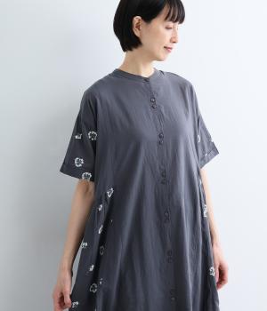 キャンブリック　サイド切り替えワンピース(チャコール-F)