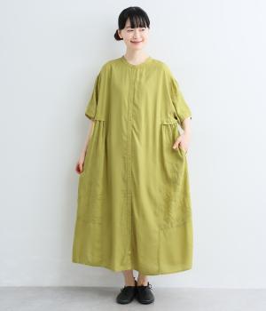 レーヨン刺繍パネルワンピース(ライムグリーン-F)