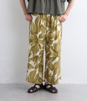 レーヨンプリント　タックパンツ