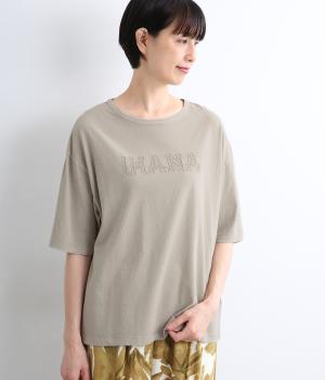 天竺ピグメントバイオ　イハナ刺繍ロゴTEE(グレー-F)