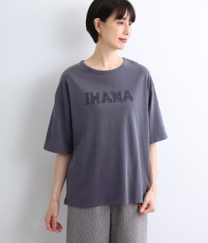 天竺ピグメントバイオ　イハナ刺繍ロゴTEE(ネイビー-F)