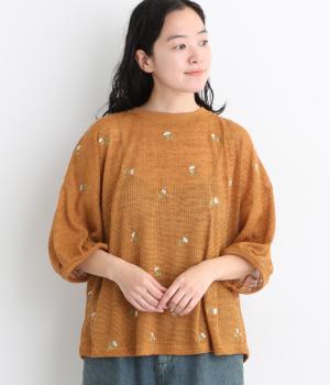 杢シアーワッフル　刺繍プルオーバー（オレンジ・F）