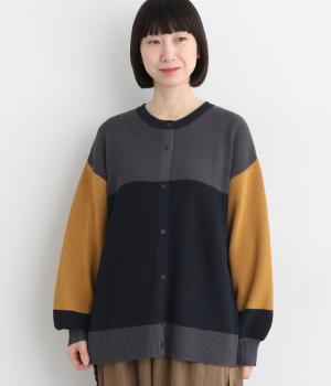 パッチワークカーディガン（ネイビー・F）