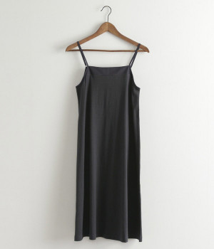 コットン天竺キャミソールワンピース(チャコール-ONESIZE)