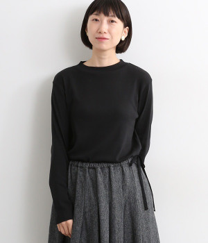 コットンフライスモックネックプルオーバー(ブラック-ONESIZE)