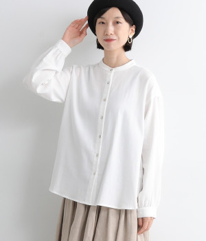 コットンビエラバンドカラーシャツ(ホワイト-ONESIZE)