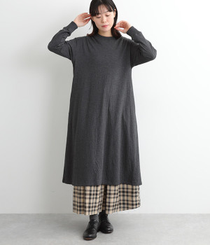 接結カットソーワンピース(チャコール-L)