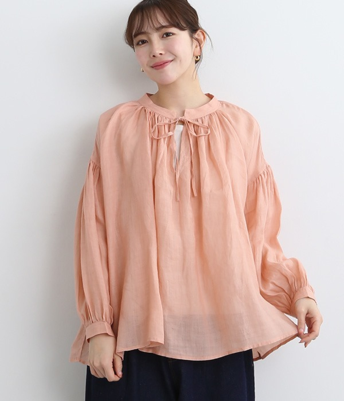 ラミーツイルムジ2wayギャザーブラウス(ピンク-ONESIZE)