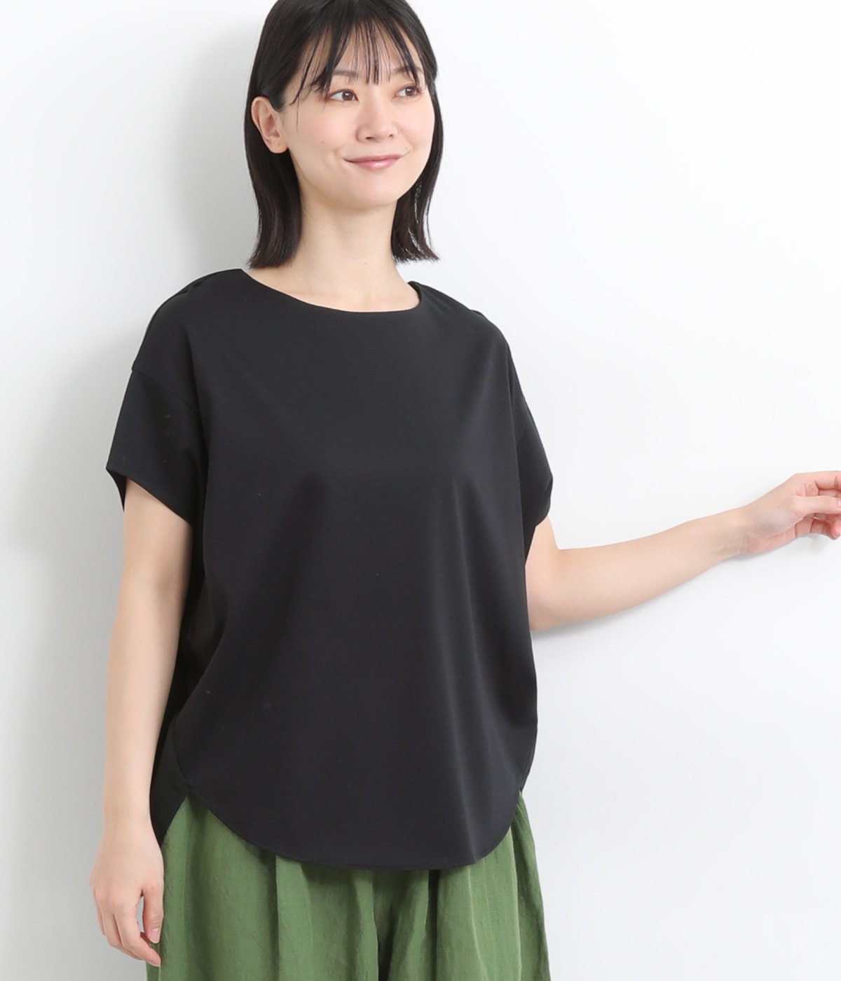 クール天竺切替プルオーバー(ブラック-ONESIZE)