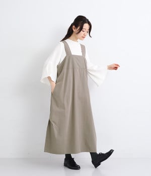 コットンセルロースジャンパースカート(グレー-ONESIZE)