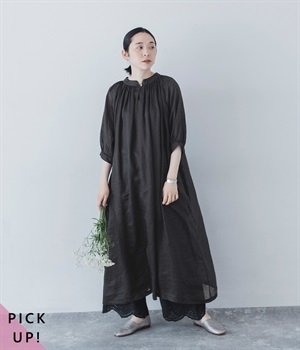 ラミー素材2wayワンピース(ブラック-ONESIZE)