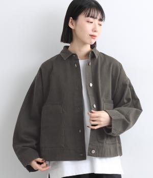 コットンデニムジャケット(モスグリーン-F)