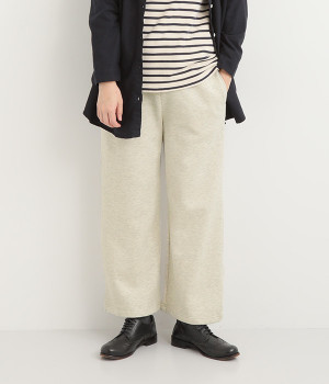 コットン裏毛起毛ワイドストレートパンツ(アイボリー-ONESIZE)