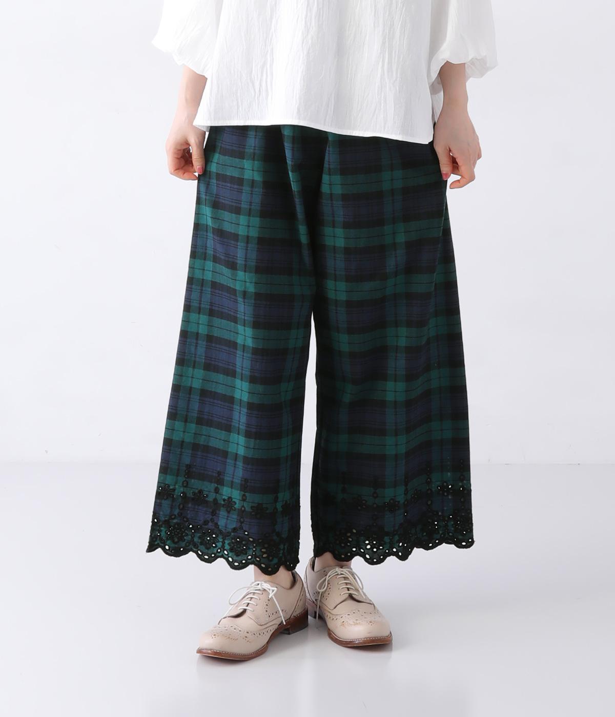 コットンスカラップ刺繍パンツ(グリーン-ONESIZE)