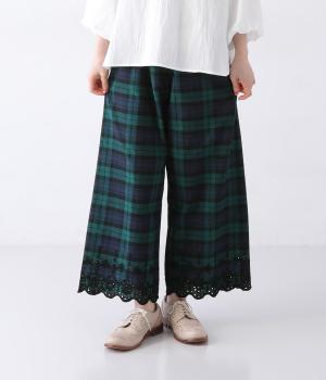 コットンスカラップ刺繍パンツ(グリーン-ONESIZE)
