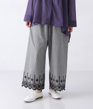 コットンスカラップ刺繍パンツ(ブラック-ONESIZE)