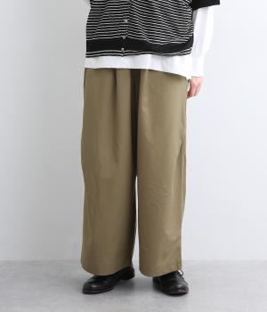 セルロースコットンサイドタックパンツ(モスグリーン-F)