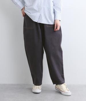 丈が選べるコットンデニムベイカーパンツ(ネイビー-L)