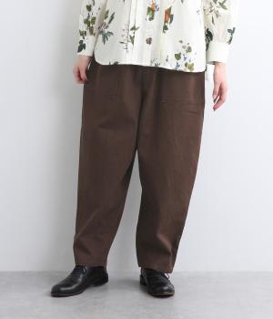 丈が選べるコットンデニムベイカーパンツ(ブラウン-L)