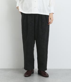 コットンリネンジャカードタックパンツ(ブラック-F)