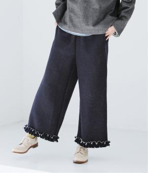 別注｜裾フリルスライバーニットパンツ(ネイビー-F)