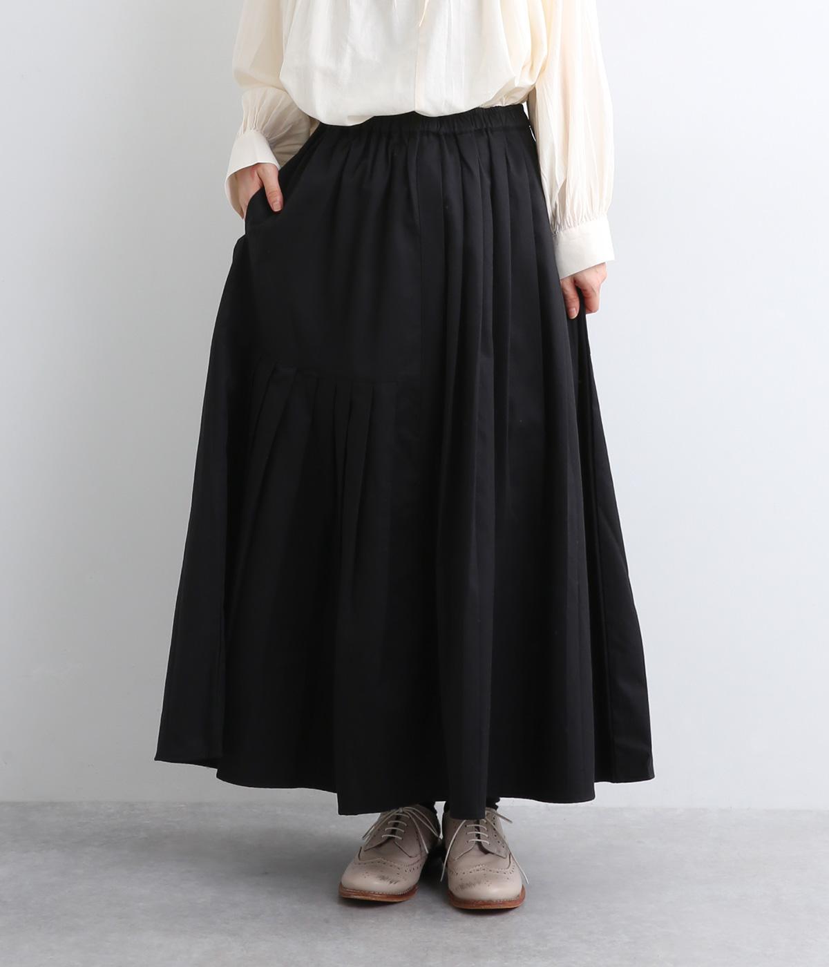 セルロースコットンパネルタックスカート(ブラック-F)