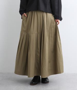セルロースコットンパネルタックスカート(モスグリーン-F)