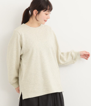 コットン裏毛起毛ワイドスリーブプルオーバー(アイボリー-ONESIZE)