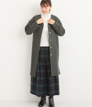 コットン裏毛起毛ロングカーディガン(チャコール-ONESIZE)