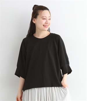 接触冷感コットンソロナジャージラグランプルオーバー(ブラック-ONESIZE)