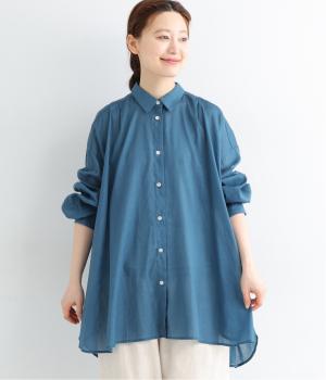 ラミーコットンローンロングシャツ(ブルー-ONESIZE)