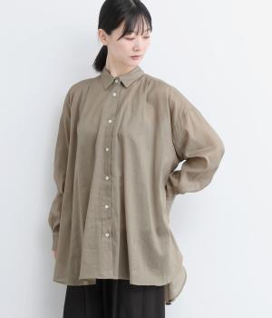 ラミーコットンローンロングシャツ(ブラウン-F)
