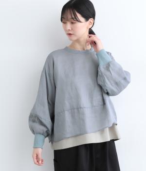 シアーラミーブラウス(ブルー-ONESIZE)