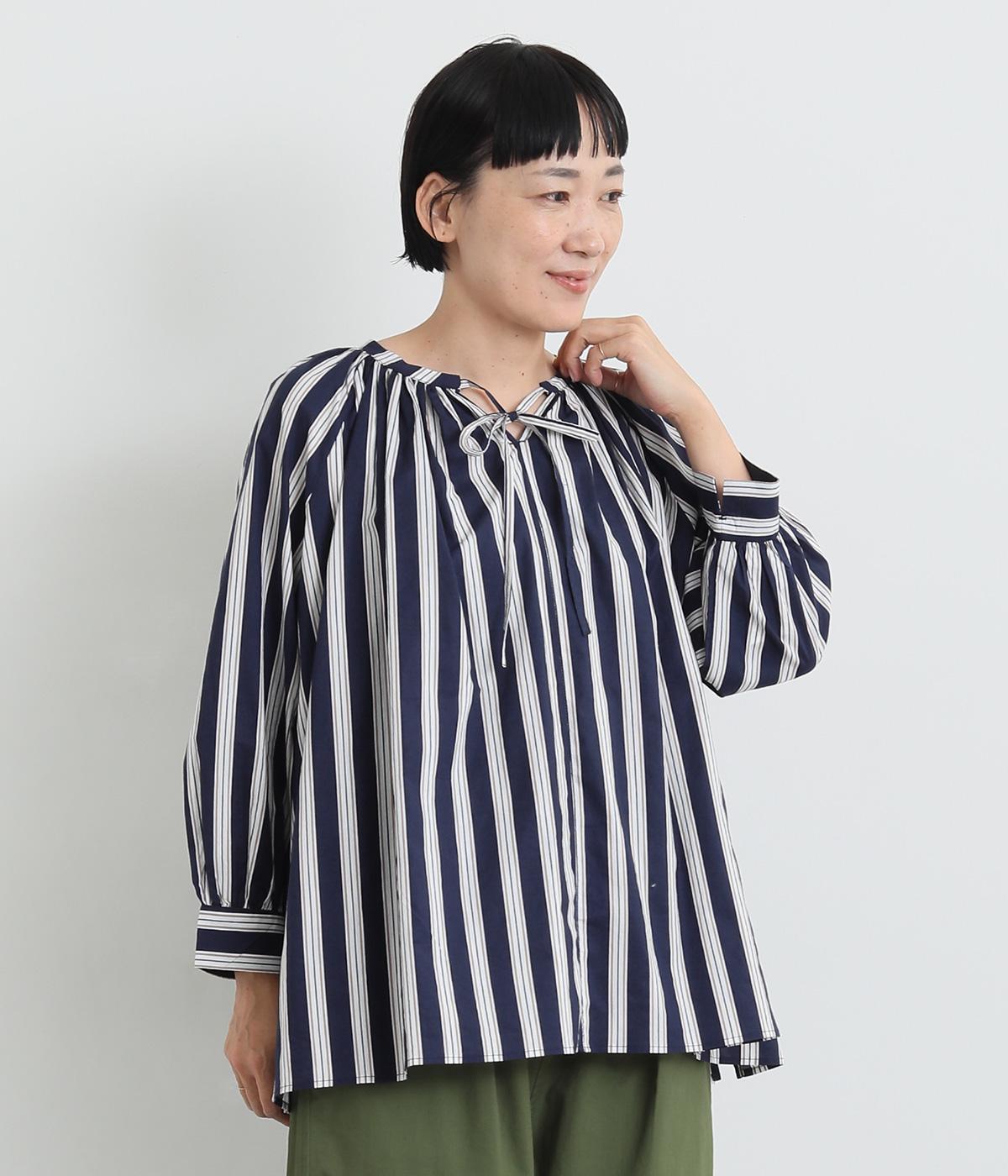 ランダムストライプブラウス(ネイビー-ONESIZE)