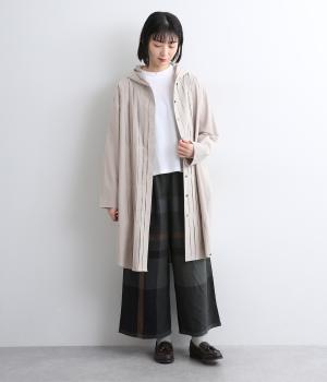 コットンブロードフードタックロングシャツ(グレー-F)