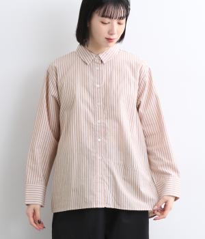 コットンストライプボールシャツ(ベージュ-F)