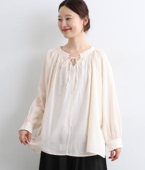 コットンボイルガーゼブラウス(アイボリー-F)