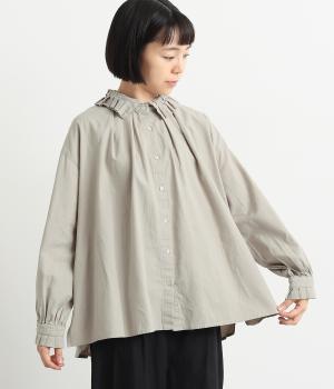 コットンビエラタックフリルブラウス(グレー-F)